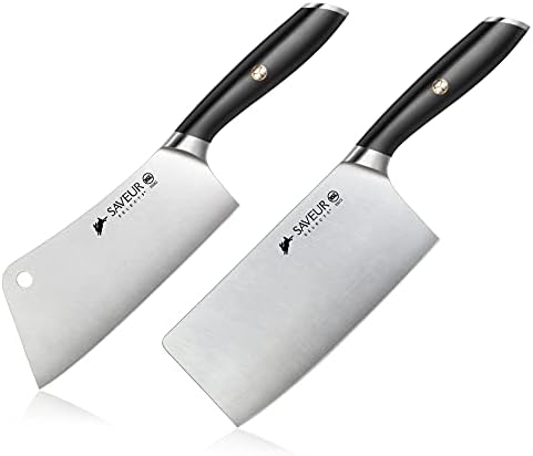 1026290 German Steel Forged 2-Piece Cleaver Set Saveur Selects