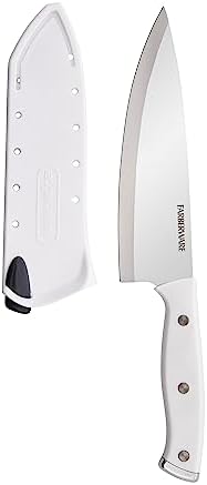 Farberware Edgekeeper Triple Riveted Chef Self-Sharpening Blade Cover, High Carbon-Stainless Steel Kitchen Ergonomic Handle, Razor-Sharp Knife, 6 Inch, White Farberware