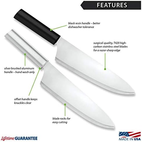 Rada Cutlery French Chef Knife Stainless Steel Blade with Aluminum Handle Made in USA, 8.5 Inch, Silver RADA