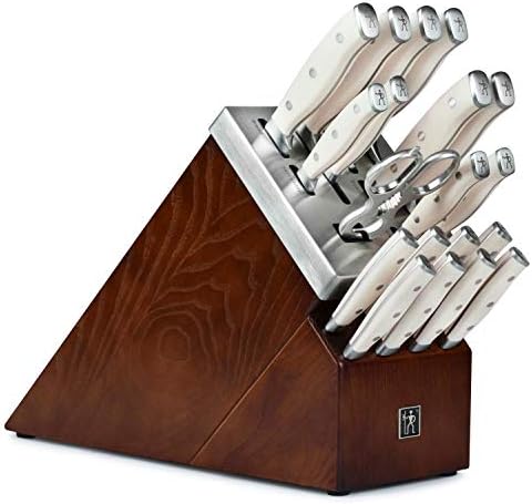 Henckels Forged Accent 20 Piece Self Sharpening Knife Block Set with Off-White Handles Henckels