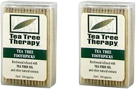 Зубочистки с маслом чайного дерева и ментолом, 100 шт., 2 упаковки Tea Tree Therapy