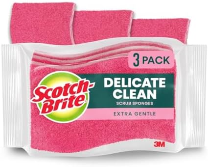 Scotch-Brite Gentle Clean Delicate Scrub Sponges, For Washing Dishes and Cleaning Kitchen, 3 Scrub Sponges Scotch-Brite