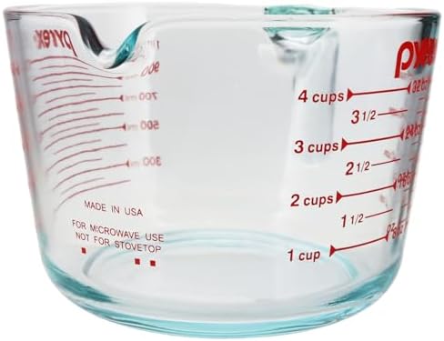 Pyrex SYNCHKG039125 4 Measuring Cup, Clear with Red Graphics Pyrex