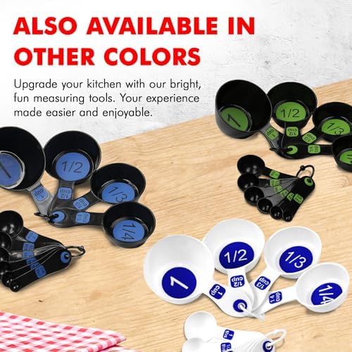 Chef Craft Easy to Read Plastic, Measuring Cup Set, 10 piece set, Blue Chef Craft