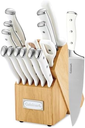 Cuisinart 15-Piece Knife Set with Block, High Carbon Stainless Steel, Forged Triple Rivet, Black/Black C77BTR-15PBK Cuisinart