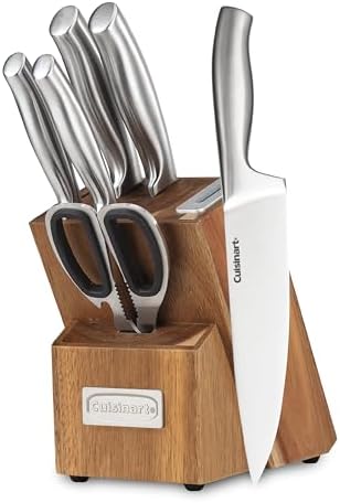 Cuisinart 7 Pc Stainless Steel Essentials Cutlery Block Set with Built in Sharpener Cuisinart