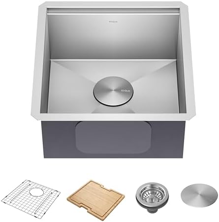 KRAUS Kore 23-Inch Undermount Workstation 16 Gauge Single Bowl Stainless Steel Kitchen Sink with Accessories, KWU111-23 Kraus