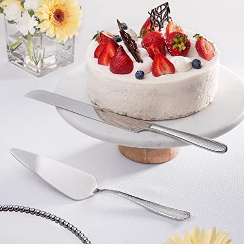 Hudson Essentials Bergamo Hammered 18/10 Stainless Steel Wedding Cake Knife & Cake Server Set – Perfect for Weddings, Engagements, & Birthay Parties Hudson Essentials