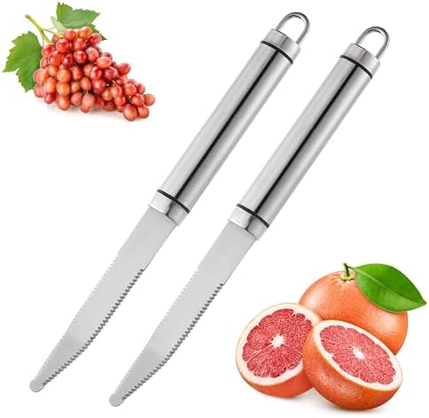 2PCS Grapefruit Knife, Curved Serrated Grapefruit Knife, Stainless Steel Kiwi Knife, Great for Grapefruit, Orange, Lemon, Kiwi, Easy to Hang, Dishwasher Safe Cokuma