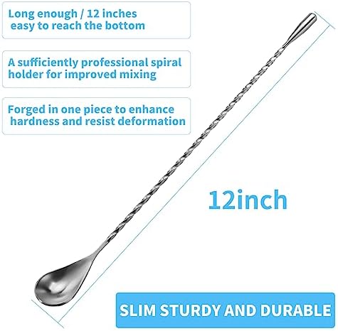 6 Pcs 12 Inch Bar Mixing Spoon Cocktail Spoon Stainless Steel Bar Long Spoon With Spiral Pattern Gold SZLFSX