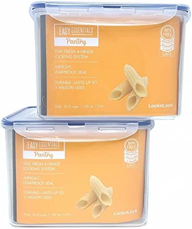 (Pack of 2) LOCK & LOCK Airtight Rectangular Tall Food Storage Container 131.87-oz / 16.48-cup Locknlock