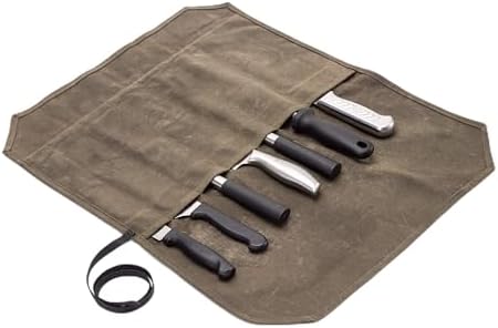 Knife Roll, Chef’s Knife Roll Case, Waxed Canvas Cutlery Knives Holders Protectors, Home Kitchen Cooking Tools And Utensils Wrap Bag Wallet , Multi-Purpose Brush Roll Bag, Travel Tool Roll Pouch HERSENT