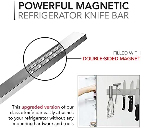 Modern Innovations 10 Inch Magnetic Knife Holder for Refrigerator, Magnetic Knife Holders for Fridge or Kitchen Wall No Drilling, Magnet Strips for Knives & Metal Utensils, Tool Rack, Stainless Steel Modern Innovations