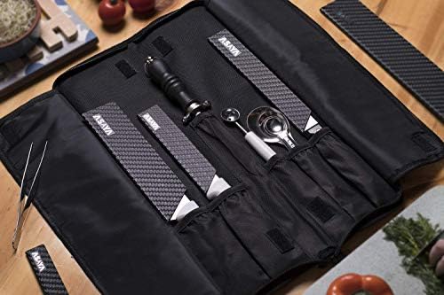 Asaya Chef Knife Roll Bag - 12 Pockets for Knives and Kitchen Utensils - Lightweight, Durable, and Stain Resistant Nylon - Perfect for the Traveling Chef - Knives not Included Asaya