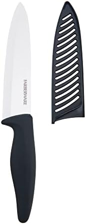 Farberware 6-inch Ceramic Chef knife with Blade Cover & Black Soft-Grip Handle, White (5226732) Farberware