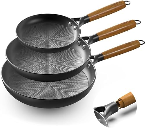 imarku Non Stick Frying Pans - 8&10&12 Inch Cast Iron Skillets Professional Cast Iron Pan Dishwasher Safe Nonstick Frying Pan Set, Detachable Handle, Best Gifts for Women/Men Imarku