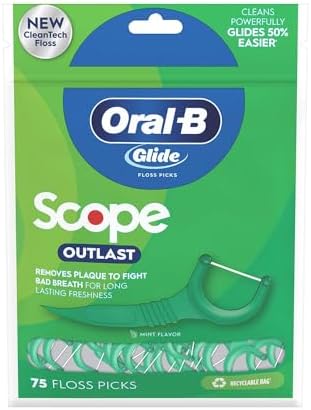 Oral-B Pro-Health Floss Picks + Scope Outlast Long Lasting Mint Flavor - 75 ct, Pack of 4 Oral-B