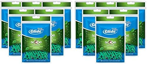 Oral-B Complete Glide Dental Floss Picks Plus Scope Outlast, Long Lasting Mint, 75 Dental Floss Picks, (12-Pack) Oral-B