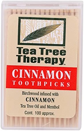 Зубочистки с корицей и маслом чайного дерева, 100 шт., 12 упаковок Tea Tree Therapy