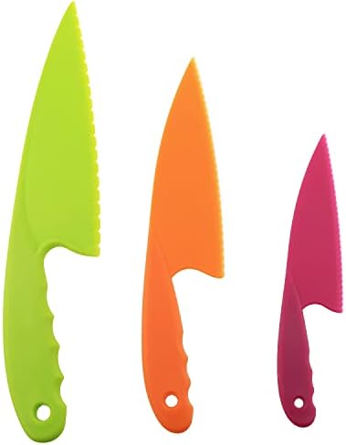 RLECS 3PCS 3 Colors Nylon Kitchen Knife Plastic Knives Set For Fruit Bread Cake Salad Lettuce Knife Rlecs