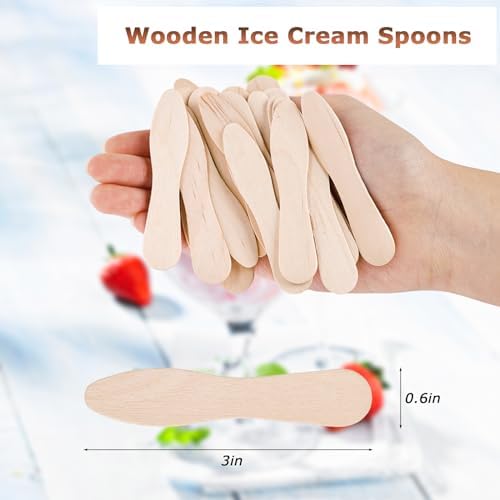 HANSGO 100PCS Wooden Ice Cream Spoons, Mini Tasting Spoons Wooden Small Dessert Spoons Sample Spoons for Crafts Tasting Sampling Hansgo