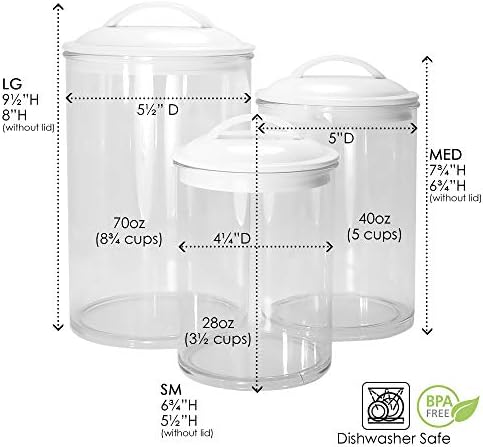 Набор акриловых контейнеров для хранения, 3 шт, Черный, 72oz, 40oz, 28oz Reston Lloyd