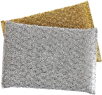 Kitchen Sponge Scrubber, Heavy Duty, Hand Friendly Scouring Sponge for Sink, Pot, Dish Washing Scrubber Non-Scratch, Kosher Sponge, by Superio (Silver-Gold) Superio