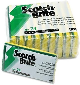 Scotch-Brite 74CC Medium-Duty Scrub Sponge, 6-1/4-Inch x3-1/2-Inch, 10/PK, YW/GN Scotch-Brite