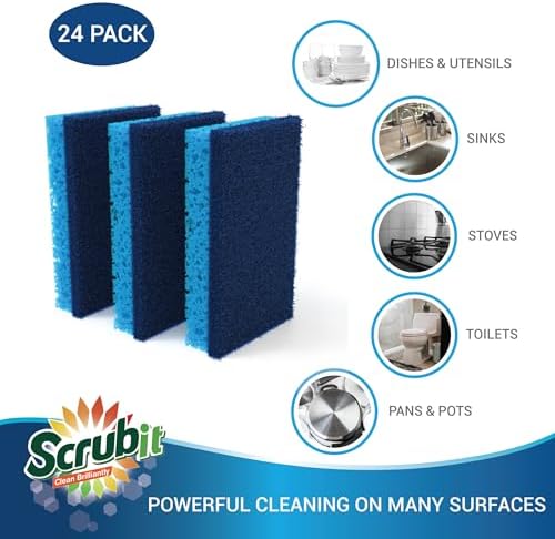 Scrubit Non-Scratch Cleaning Scrub Sponges- Scrubbing Dish Sponge Ideal for Washing Kitchen,Dishes, Bathroom &More – Dishwashing Sponge Along with A Thought Scrubber – 6 sponges Scrubit