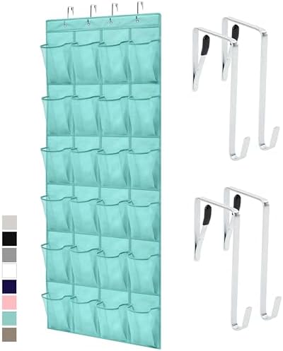 Gorilla Grip Over the Door Shoe Organizer, 24 Large Breathable Mesh Pockets, Space Saving Hanging Storage Holder, Closet Rack Hanger Holds Up to 40 lbs, Hangs on Closets for Shoes, Accessories, Beige Gorilla Grip