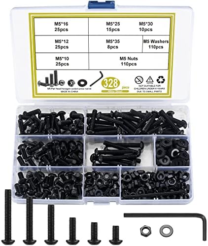 1500 Pcs Flat Head Hex Socket Head Cap Screws Bolts and Nuts and Washers Assortment Kit, M2 M3 M4 M5 Alloy Steel Countersunk Head Screws Nuts and Bolts and Flat Washers Set BJBJJIU