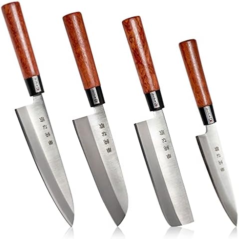 Traditional Japanese Professional Kitchen Chef Knife Set - Premium Gyuto Santoku Nakiri Petty High Corrosion Resistance Full Tang Knife Set Simple Song