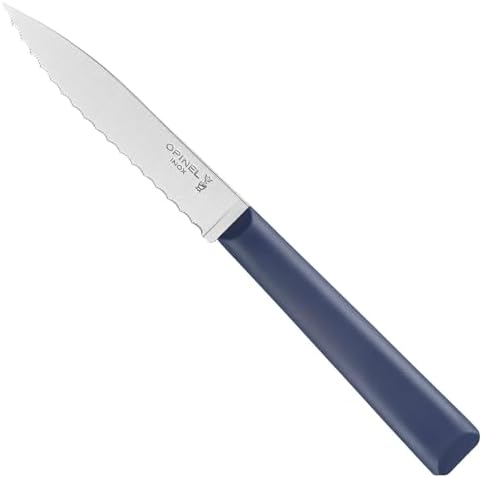 Opinel Les Essentials+ No. 313 Serrated Paring Knife, Corrosion Resistant + Dishwasher Safe, Made in France, Blue Opinel