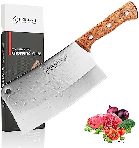 HERMANO Butcher Knife, Meat Cleaver Knife, 8 Inches Chopping Knife, Super Strong Makes Heavy Duty Easy HERMANO