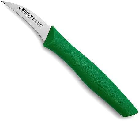 ARCOS 3 Pieces Paring Knife Set. 3 Peeling Knives of Stainless Steel and Ergonomic Polypropylene Handle for Cutting Fruits, Vegetables and Tubers. Series Nova. Color Green Arcos