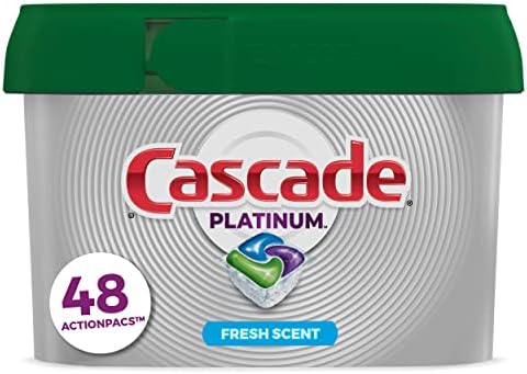 Cascade Platinum ActionPacs Dishwasher Detergent Pods, Fresh, 48 Count Cascade