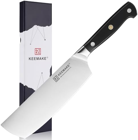 KEEMAKE Nakiri Knife 7 Inch Razor Sharp Japanese Chef Knife, Meat Cleaver Vegetable Chopper, High Carbon Stainless Steel Kitchen Knife with Ergonomic Handle, Multipurpose Asian Chef Knife for Kitchen KEEMAKE