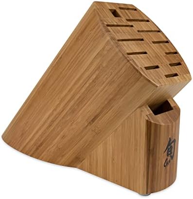 Shun Bamboo Oval Knife Block, 13 Slot Large Knife Holder, Made from Genuine Bamboo, Kitchen Storage for Professional and Home Chefs Shun