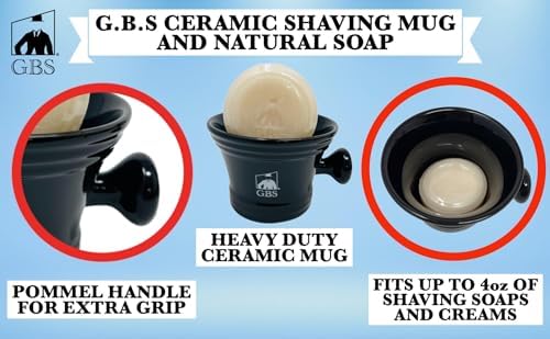 G.B.S Straight Razor Wet Shaving Kit - Classsic Shave Grooming Gift Set for Men - Includes: Straight Edge Razor, Shaving Brush, Alum Block, Shave Soap, Shave Mug Bowl,Sharpening Strop and Paste G.B.S