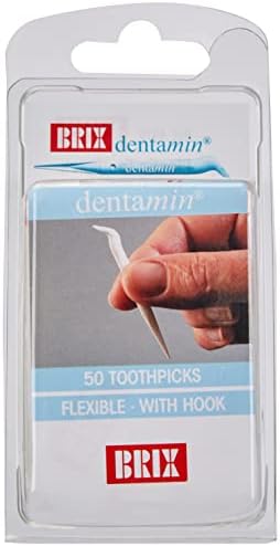 Зубные палочки Dentamine с крючком для легкой чистки, 50 шт, белые Brix