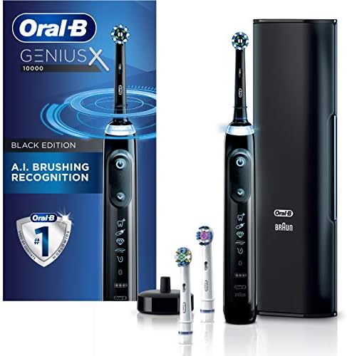 Oral-B GENIUS X Electric Toothbrush with 3 Oral-B Replacement Brush Heads and Toothbrush Case, Black Oral-B