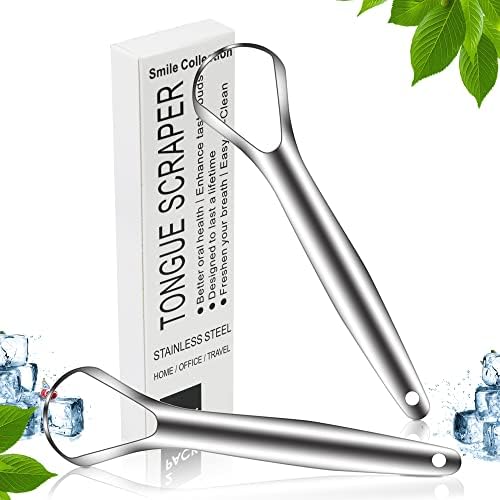 Tongue Scraper,Medical Grade Tounge Scraper Cleaner,Stainless Steel 100% BPA Free Metal Tongue Scrapers,Fights Bad Breath,Great For Oral Hygiene,Tongue Cleaners For Adults And Kids(Pack Of 2) Besititli