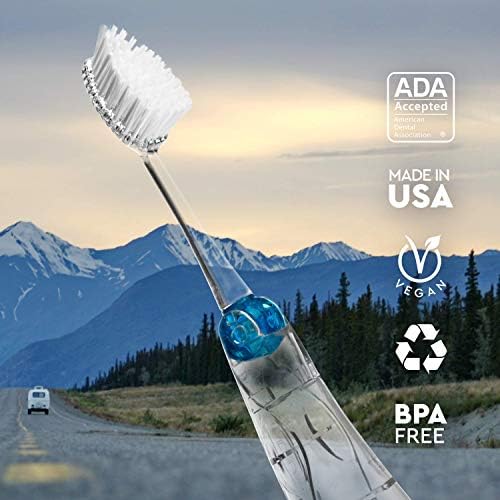 RADIUS Toothbrush Tour Travel Brush, Arctic Ocean, BPA Free and ADA Accepted, Designed to Improve Gum Health and Reduce The Risk of Gum Disease, 1 Pack Radius