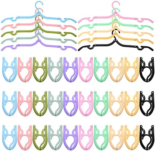 40 Pcs Foldable Travel Hangers Plastic Folding Clothes Hangers Colored Portable Hangers for Travel Accessories Dormitory School Hotel Women Laundry Coat Bag Drying (Black) Sieral