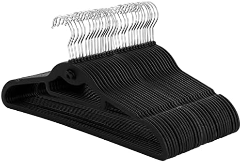 Elama Home 30 Piece Rubber Non Slip Hanger with Hanging Tab in Black Elama