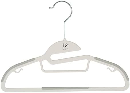 Simplify Kids 12 Pack Collar Ultimate Hangers, Non Slip Slim Space Savers, No More Stretching Baby Clothes, Light Grey (3229-LGREY) Simplify