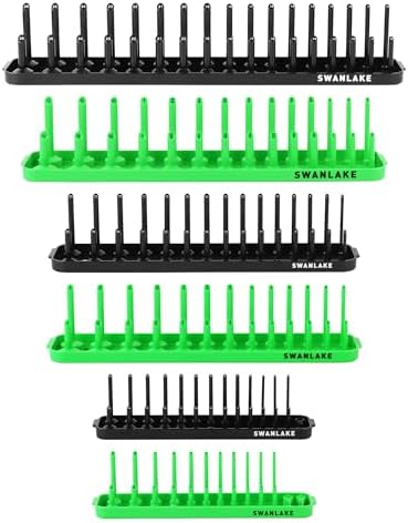 SWANLAKE Socket Organizer Tray, 6-Piece Socket Holder Tray, SAE and Metric, 1/4", 3/8", and 1/2" Drive Socket Organizers for Toolboxes Swanlake Garden Tools