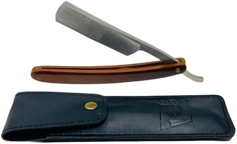 G.B.S Wooden Handle Straight Edge Stainless Steel Barber Shaving Straight Razor, Handmade, Extra Sharp With Leather Razor Travel Case G.B.S