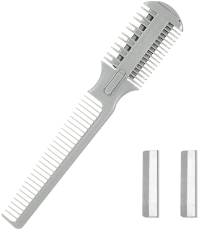 Hair Cutter Comb Double Edge Razor Comb Trim Comb for Thinning Thin and Thick Hair with 2 Pcs Blades Lusofie