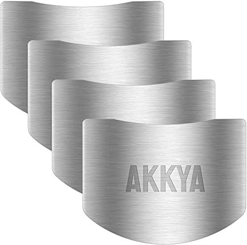 Akkya Finger Guards for Cutting Stainless Steel Finger Protector for Knife Cutting Kitchen Tool Finger Guard for Food Chopping Cutting Avoid Hurting 4 Pack Akkya